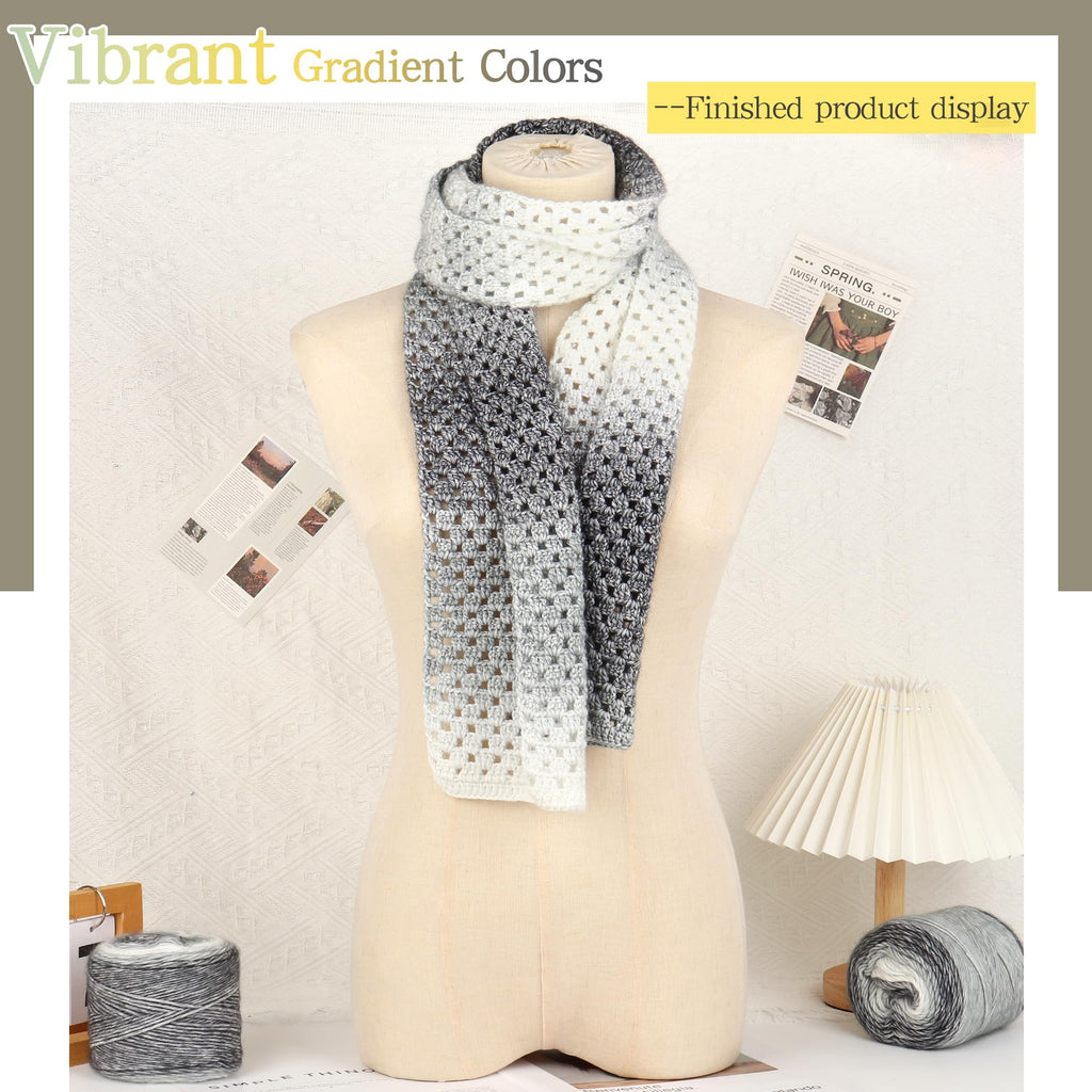 Katech Fairyland Yarn for Crocheting Knitting-Gradient Yarn Cake-4 Pack of 100g/3.52 oz-Soft DK Light Weight #3-60% Cotton 30% Acrylic 10% Wool-Perfect for Scarves, Shawls, Blankets and Garments(A)