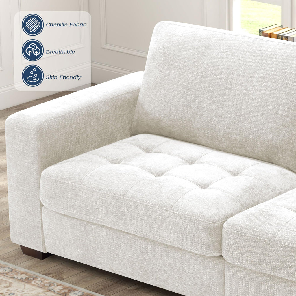WorthFurni Sofas for Living Room, Chenille Loveseat Couch Set, Small Sofa, 3 Seater Sofa, USB Charging, Removable Sofa Cover,Solid Wood Frame, Easy to Install(70inch,Beige)