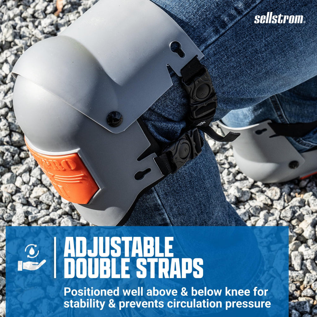 Sellstrom Rodilleras profesionales Ultra Flex III KneePro para hombres y mujeres con amortiguación de espuma de triple capa, carcasa exterior de servicio pesado, clips de velocidad - para trabajos de