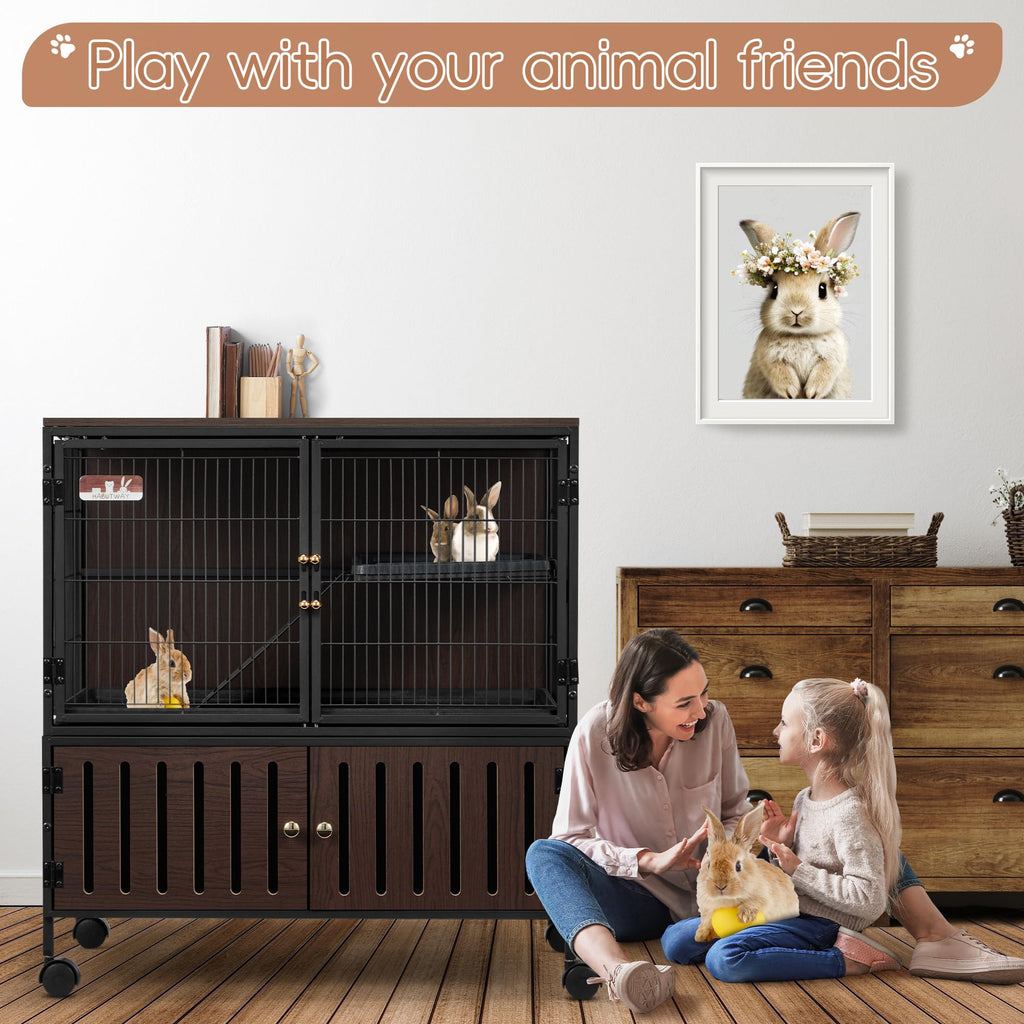 Fragess Metal Large Guinea Pig Cages 5 Levels, 60" H Rolling Ferret Cage with Removable Ramps & Double Door, Cages with Locker, Squirrel Cage Christmas Decoration Pet Crate Furniture