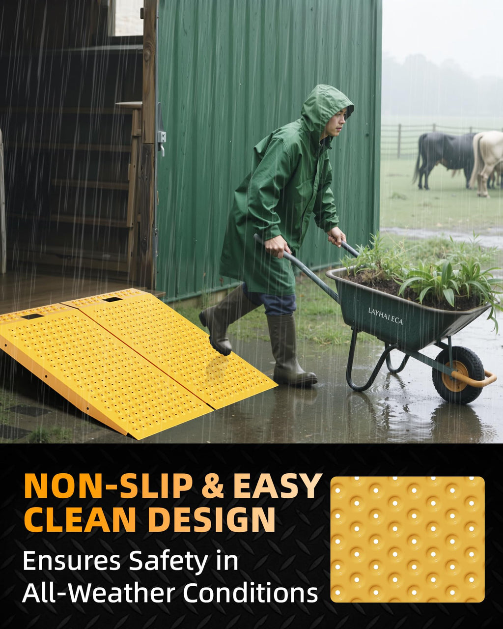 VNN 29" x 24" Shed Ramp for Riding Mower - 750 LB Capacity Shed Ramps, Anti-Slip Punch Plate Ramp for ATV, Motorcycles, Garages & Barns (1PC,Black, Alloy)