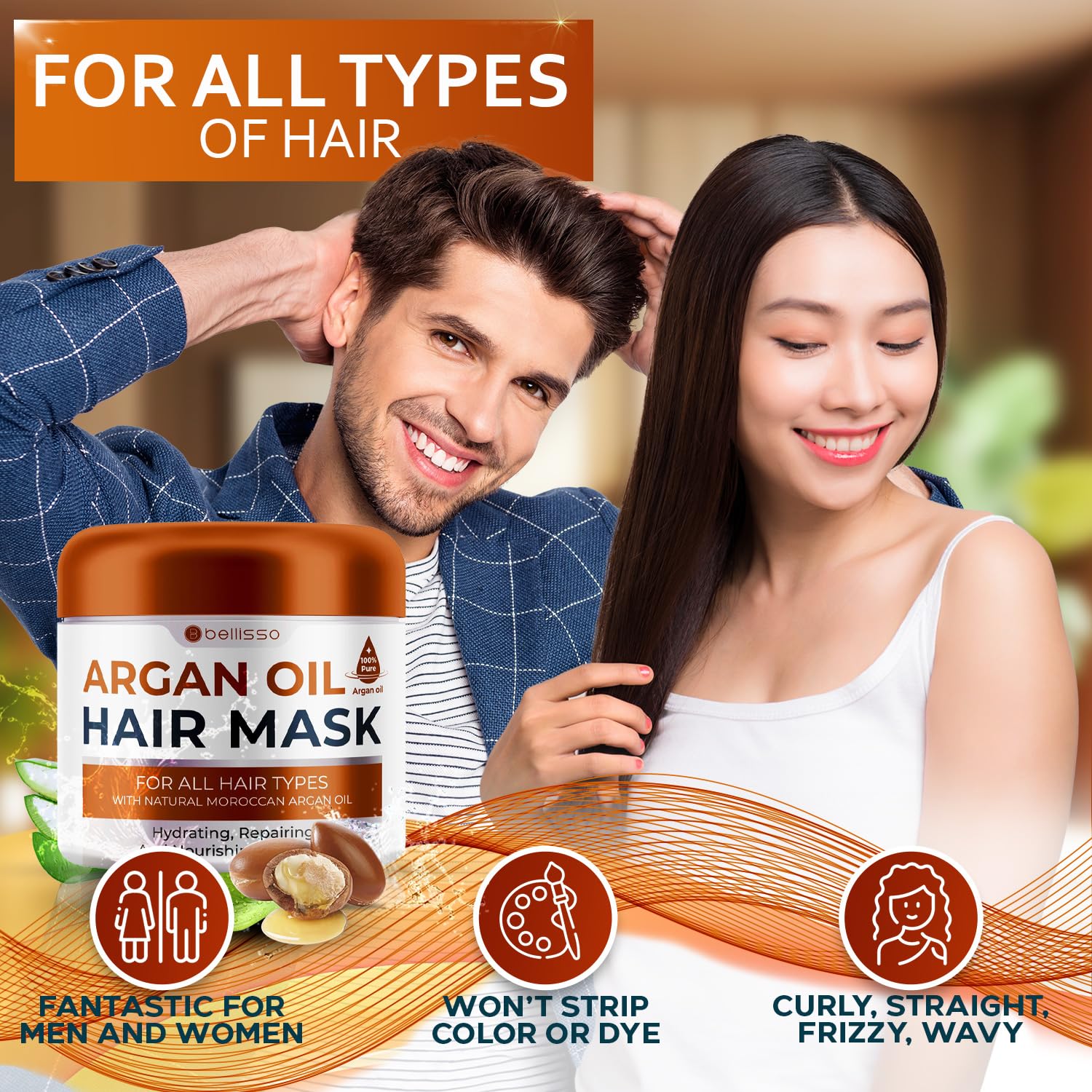 Apple Cider Vinegar Deep Conditioning Mask - Treatment for Dry Damaged Hair and Split End Repair - Sulfate Free Formula with Collagen, Keratin and Argan Oil - For Flaky Scalp and Dandruff Relief