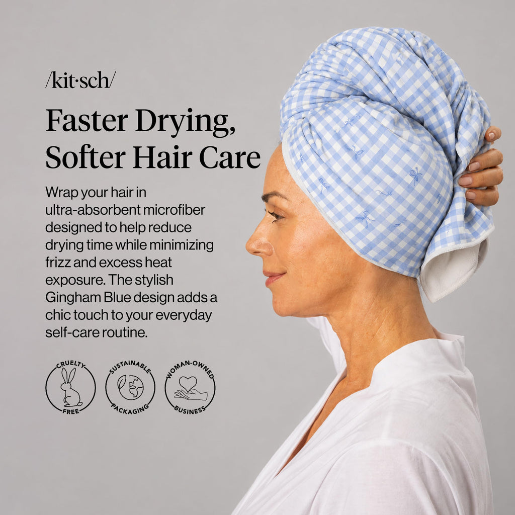 Kitsch Plush Microfiber Hair Towel Wrap for Women – Ultra Absorbent Microfiber Bath Towels for Wet, Curly, Long or Short Hair – Anti-Frizz Hair Wrap, Great Hair Care Gifts for Women