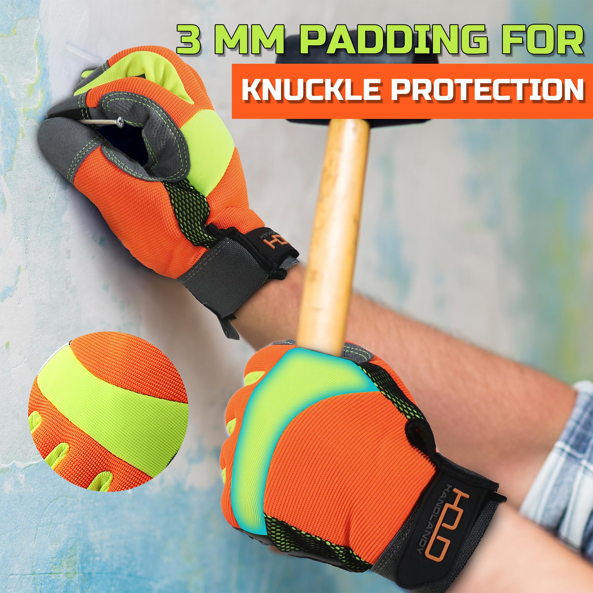 AIGEVTURE Safety Work Gloves Mens & Women, Light Duty Mechanic Gloves Touch Screen, Gardening Work Gloves with Grip,High Dexterity