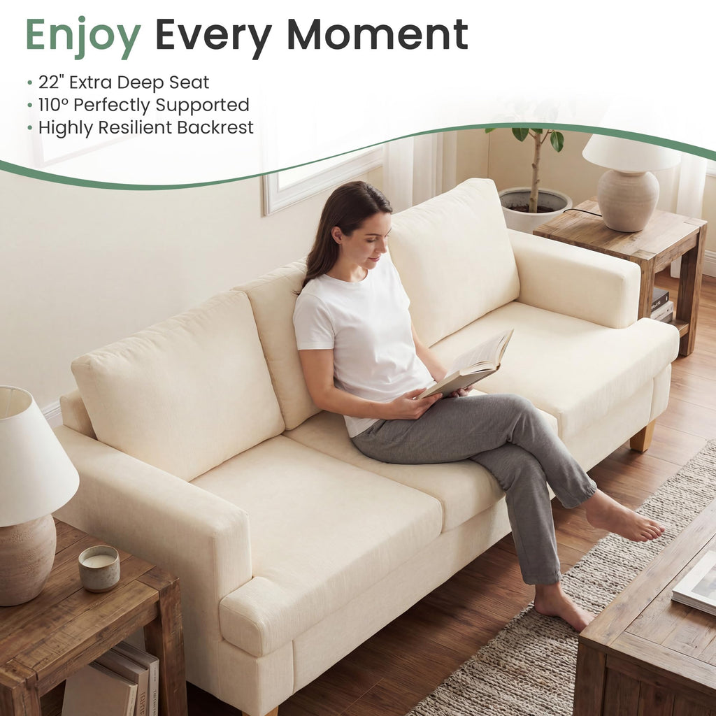 YOUDENOVA 2 Piece Set Comfy Sofa Couch, Loveseat Sofa * 2 with Deep Seats, Modern Sleeper Couch for Living Room, Black Corduroy