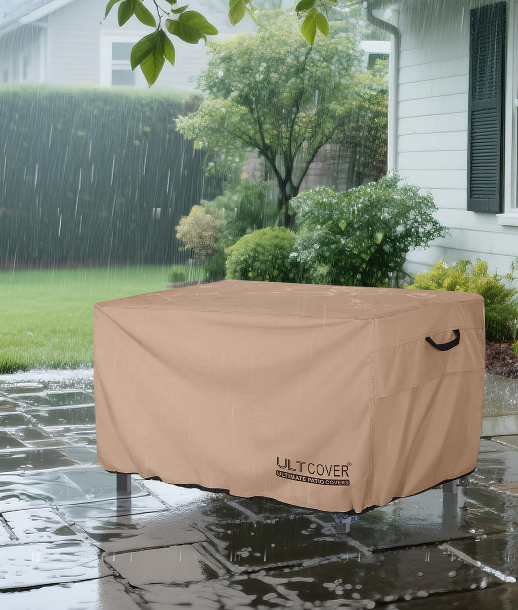 ULTCOVER Rectangular Gas Fire Pit Table Cover 42x24 inch Waterproof Heavy Duty Firepit Cover, Black