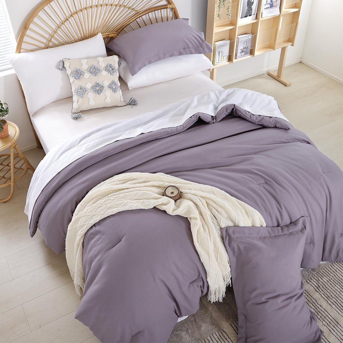 Beige Twin Comforter Set with Sheets - 5 Pieces Bed in a Bag Twin