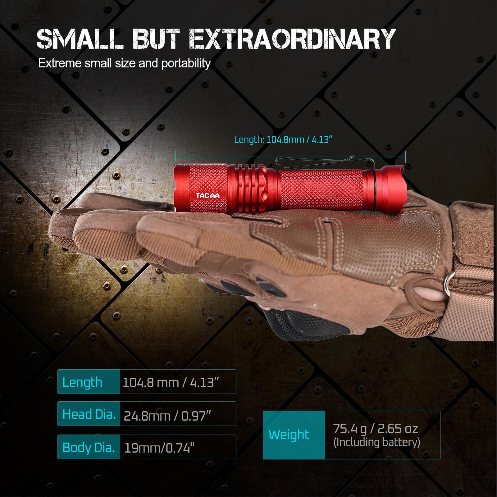 ACEBEAM TAC AA 2.0 Longest-Range AA Flashlight 360 Meters, 900 High Lumens Tactical EDC Flashlight Rechargeable, 6 Modes Pocket LED Flashlight, Super Bright Small Mini Flashlight, Red Color