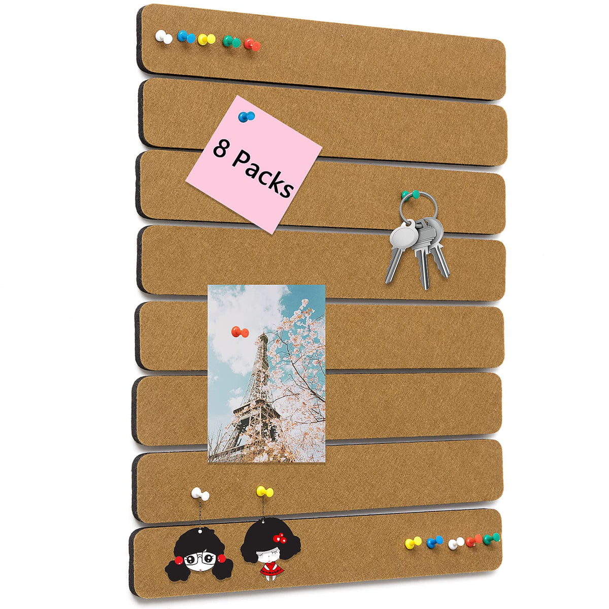 Felt Bulletin Board, 15.7''X 11.8'' corkboard Pin Board for Bedrooms Offices Home Wall Decoration, Self Adhesive Cork Board with 35 Push Pins for Paste Notes, Photos, Schedules (2 Pack)