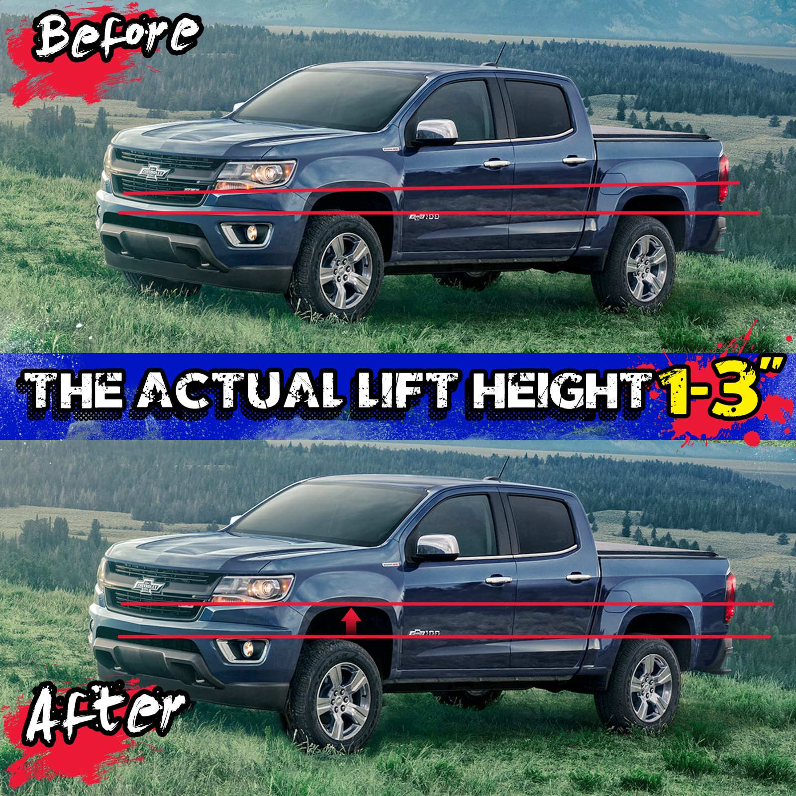 KSP 1-3" Torsion Bar Key For Silverado Sierra 1500, Adjustable Forged Torsion Lift Kits Fit K1500 K2500 K3500 Tahoe Yukon Suburban,Steel Suspension Level Kit Compatible With Chevy GMC 6 Lug Truck SUV