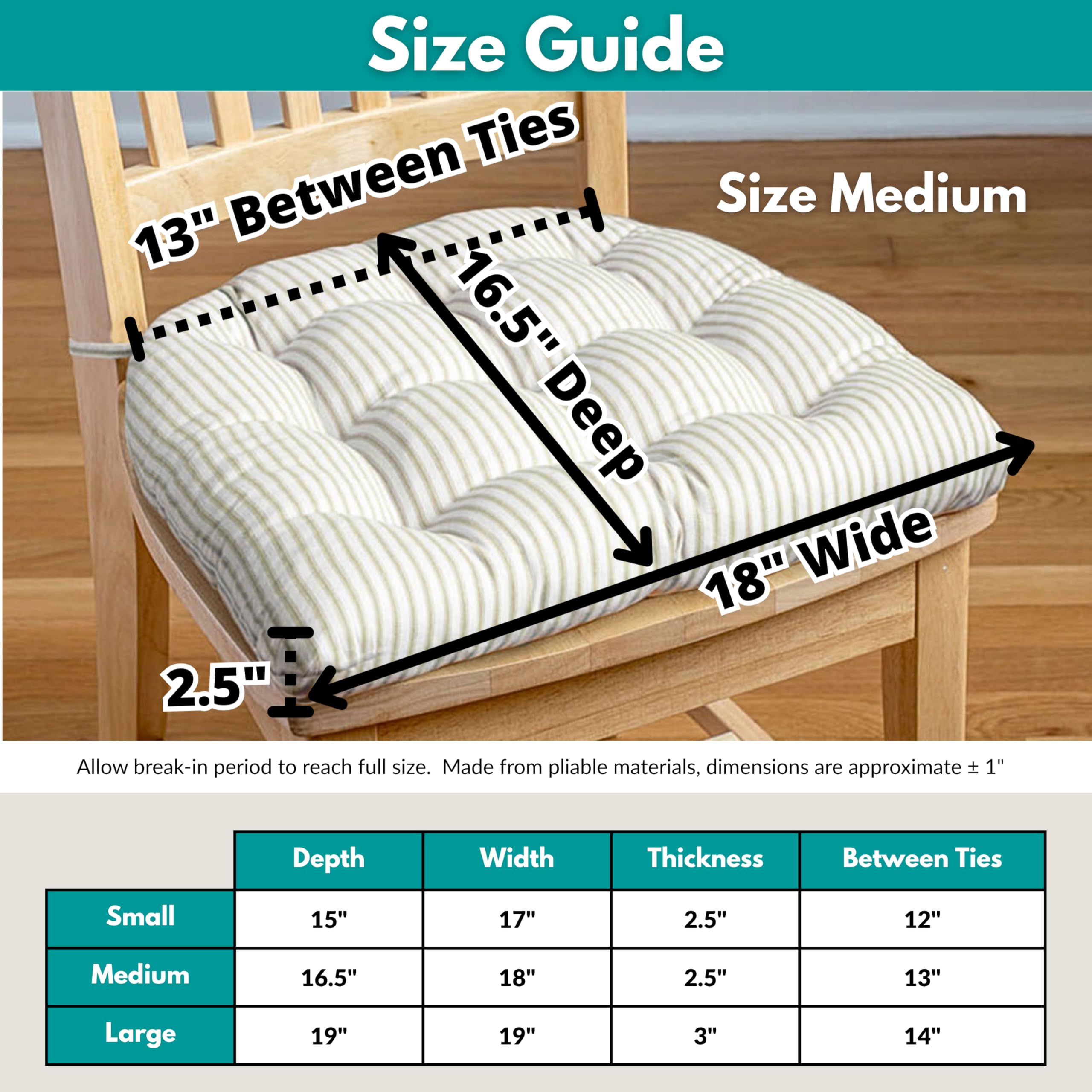 Barnett Home Decor Avante Charcoal Dining Chair Cushions - 15 x 17 Size Small Chair Pad - Latex Foam Fill - Reversible - Made in USA (Dark Gray-Black Stripe/Small)