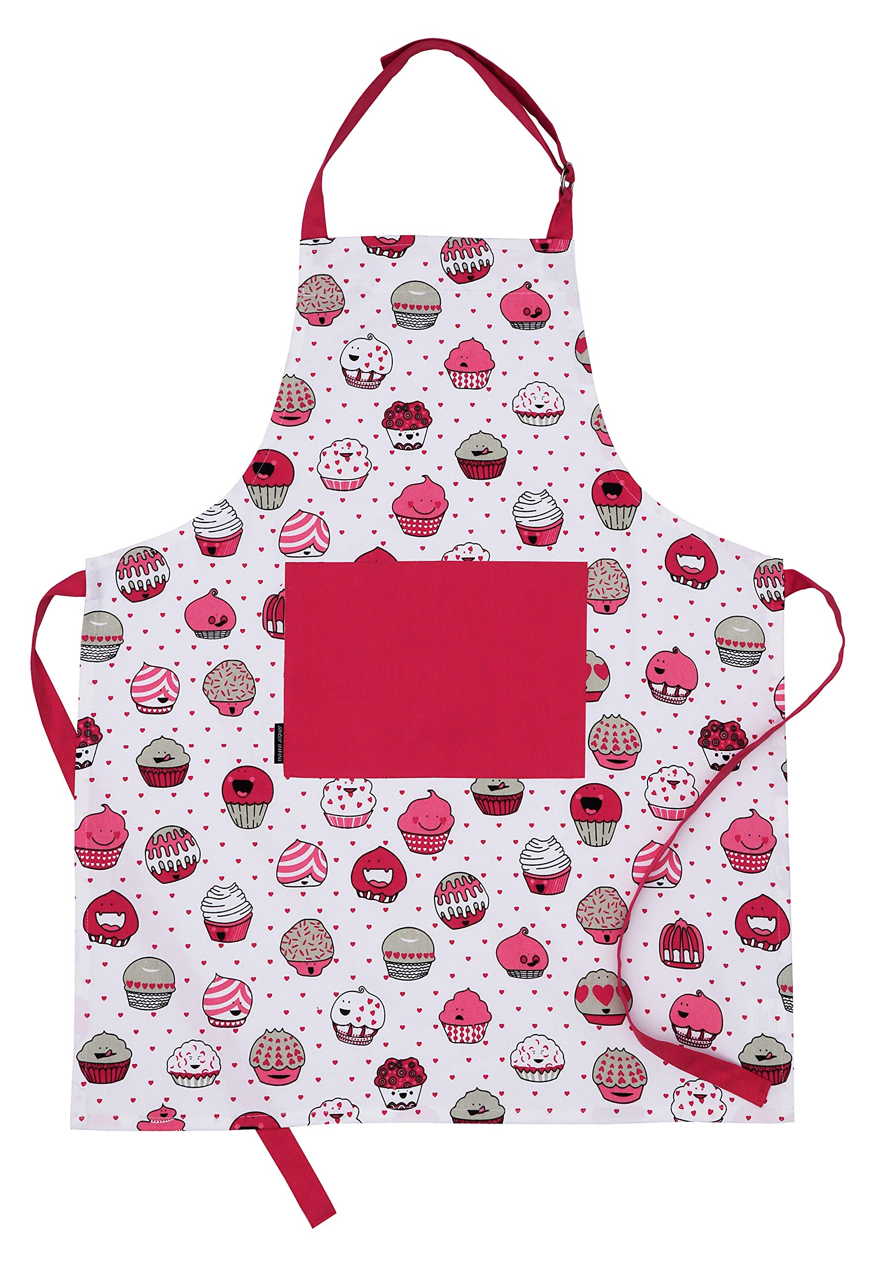 AMOUR INFINI Cotton Aprons for Women with Pocket, Adjustable Strap & Waist Ties - Washable Aprons for Baking, Cooking, Gardening (27.5 x 33 Inches - Blooming Floral)
