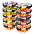 Sorbus 20pc Glass Meal Prep Containers Set – 10 Glass Food Storage Containers (21.3oz, 2.6 Cups) with Airtight Lids – Freezer, Dishwasher, and Oven Safe – Reusable Containers for Meal Prep and Storage