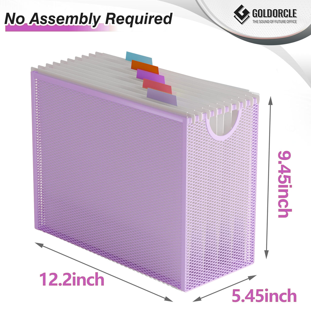 Hanging File Organizer, Letter-Size File Holder Filing Box with 5 Hanging Folders, Metal Mesh Desk File Folder Storage(No Assembly Required) (Blue, with 5 Grey Folders)