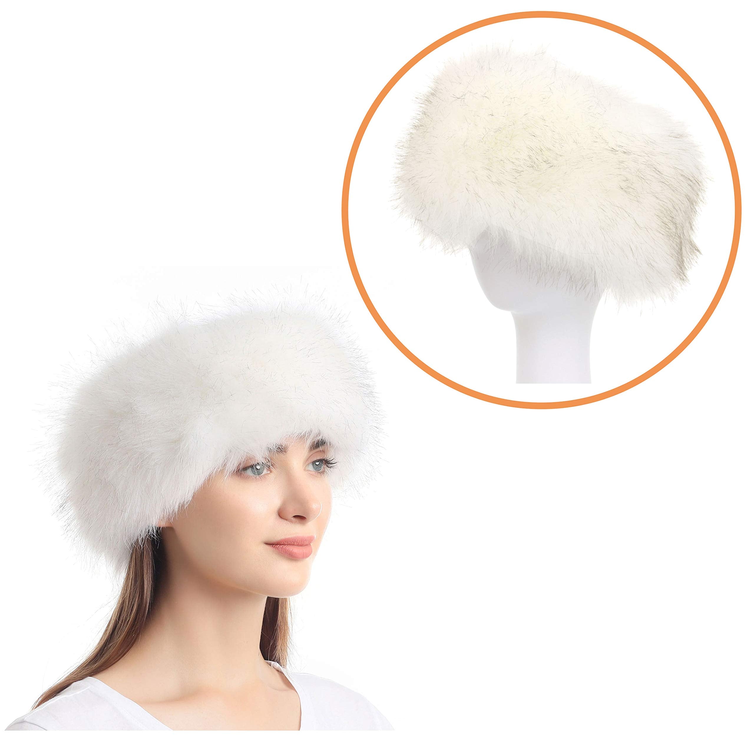 LA CARRIE Faux Fur Headband with Stretch Women's Winter Earwarmer Earmuff