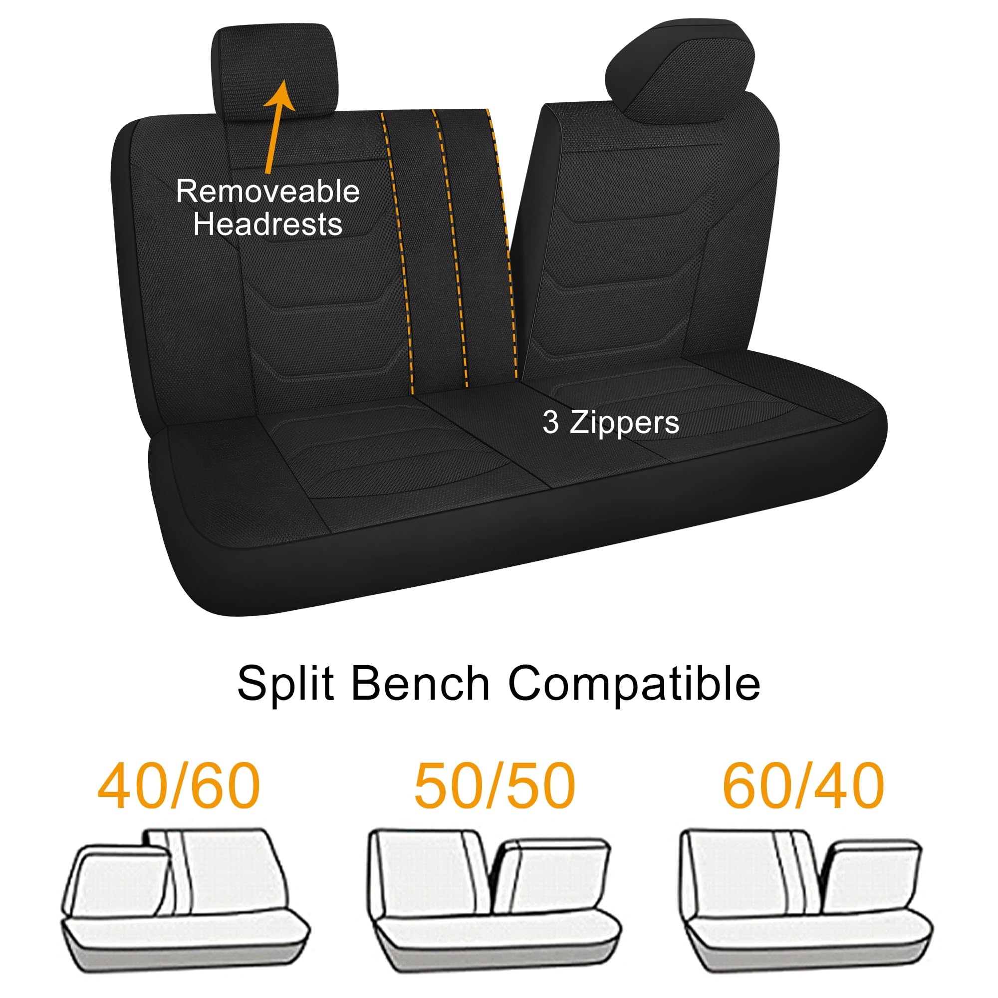Pariiaotin 3D Air Mesh Car Seat Covers Front Sets Washable and Breathable Premium Cloth Automotive Vehicle Seat Covers for Cars Interior, Universal Fit for Most Cars, Sedan, Truck, SUV(Black)