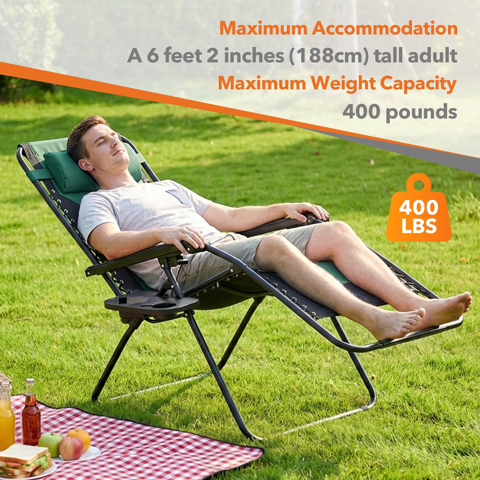 Sweetcrispy Zero Gravity Chairs, Set of 4 Portable Recliner Beach Camping Patio Outdoor Folding Lounge Chair with Cup Holder Trays and Adjustable Pillow for Poolside, Garden, Backyard, Lawn, Black