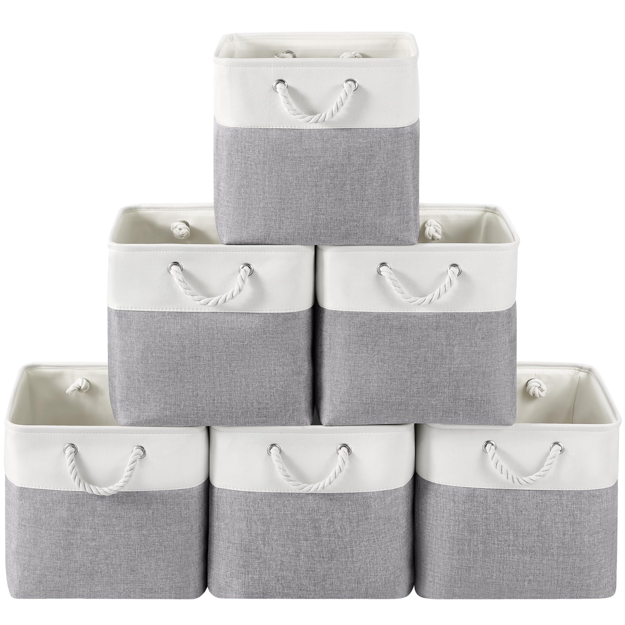Storage Baskets for Shelves 11.8x7.9x5.2 Inch, Foldable Fabric Storage Bins with Handles, Small Storage Baskets for Organizing Closet, Office, Home Organization (1-Pack, Gray)