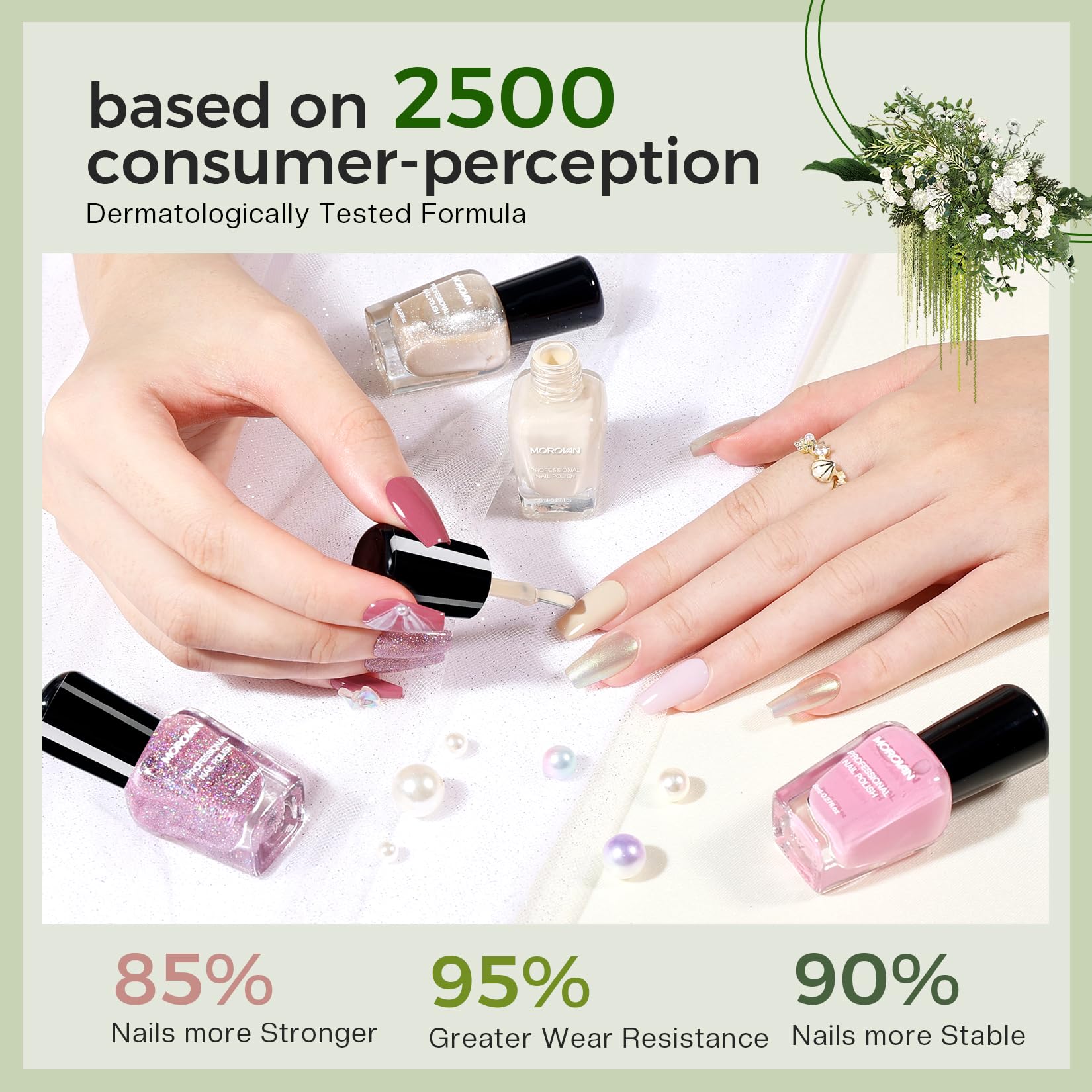 Morovan 15 Bright Color 0.27oz Air Quick Dry Long Lasting Nail Polish Gift Set for Women