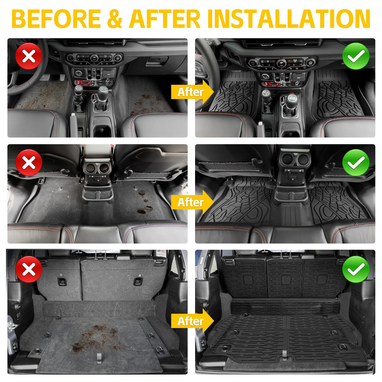 Cargo Mats for 2018-2025 Jeep Wrangler JL Unlimited 4X4 Trunk Mat with Backrest Liner, All Weather TPE Protector Rear Back Seat Mats for 18-25 Wrangler JL 4X4 4 Door Accessories