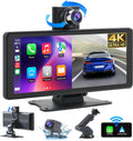 Portable Carplay Screen 8.1" Wireless Android Auto Car Stereo | 4K dash cam & 1080P backup camera system with mirror link, Bluetooth, GPS. For older cars, Truck, SUV, Van, all vehicles.
