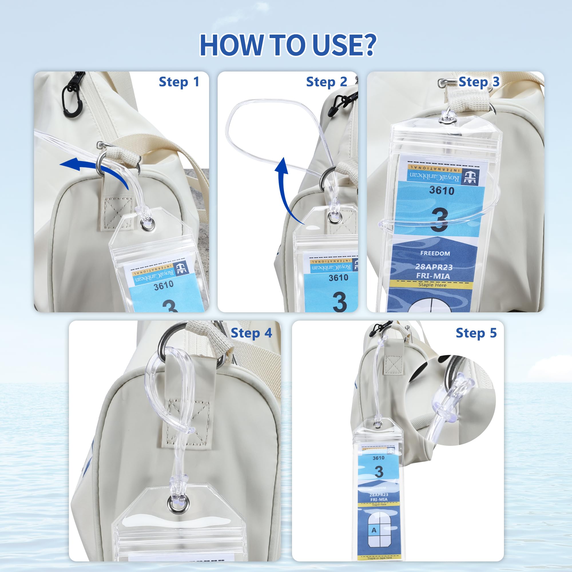 6 Pack Cruise Luggage Tag Holder, Cruise Essentials 2026 for NCL, Princess, Carnival, Royal Caribbean and Celebrity Cruise Luggage Tags for Travel Essentials by SEAVILIA