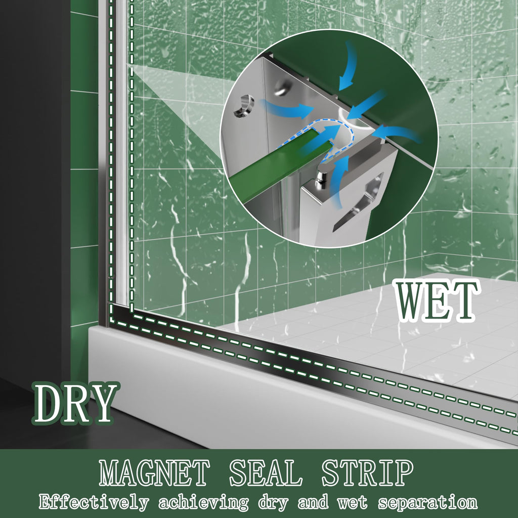 38–42 Inch W x 71 Inch H Semi-Frameless Pivot Shower Door, Swing Glass Shower Door with 1/4" (6mm) Clear SGCC Tempered Glass, Matte Black Finish, Reversible Installation for Bathroom