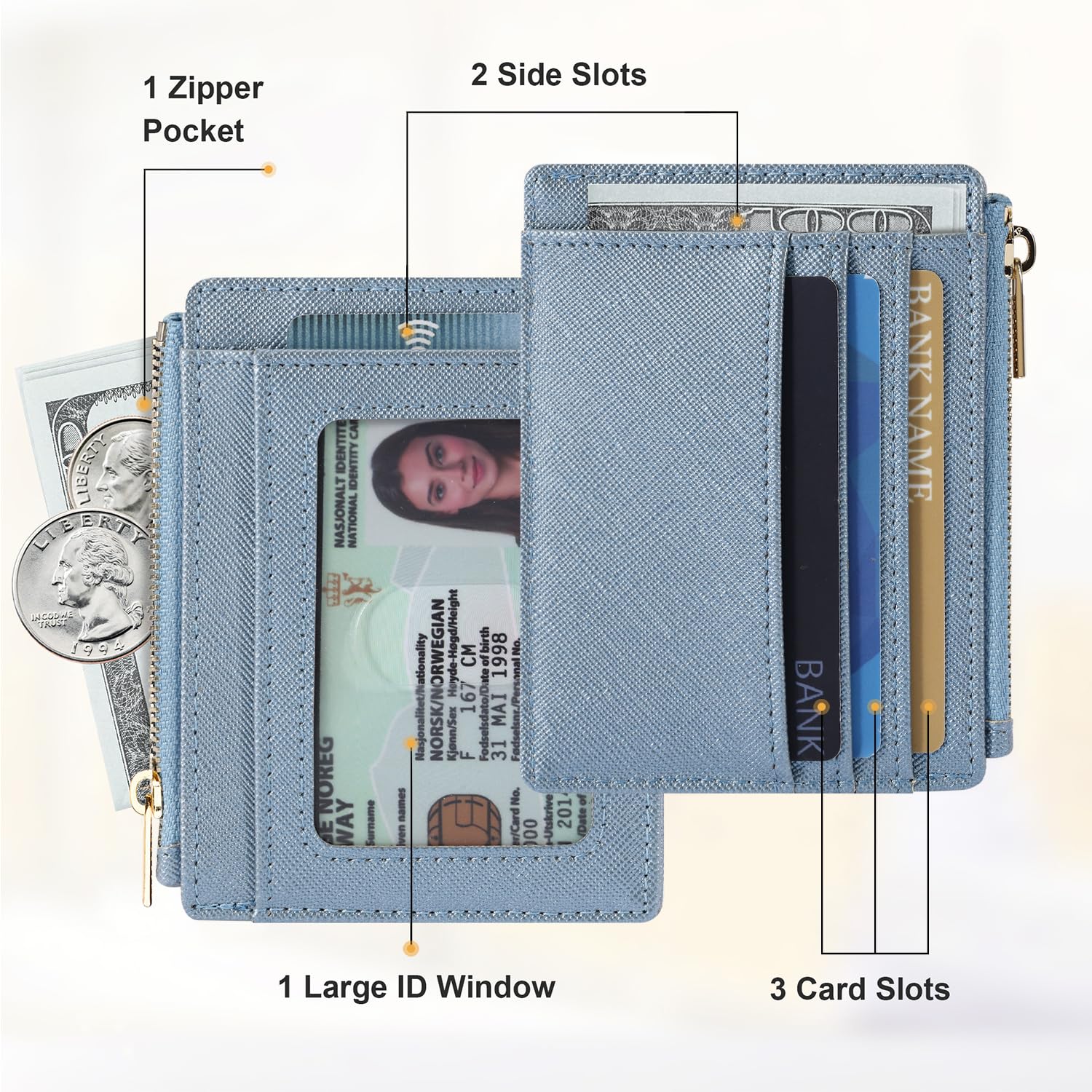 Sodsay Card Case Slim Front Pocket Wallet for Women Credit Card Holder with Keychain | Slim, Credit Card Holder, Front Pocket, with Keychain | Slim