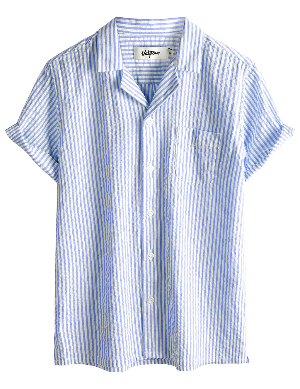 VATPAVE Boys Button Down Shirt Short Sleeve Casual Hawaiian Shirt Cuban Collar Summer Beach Shirts with Pocket