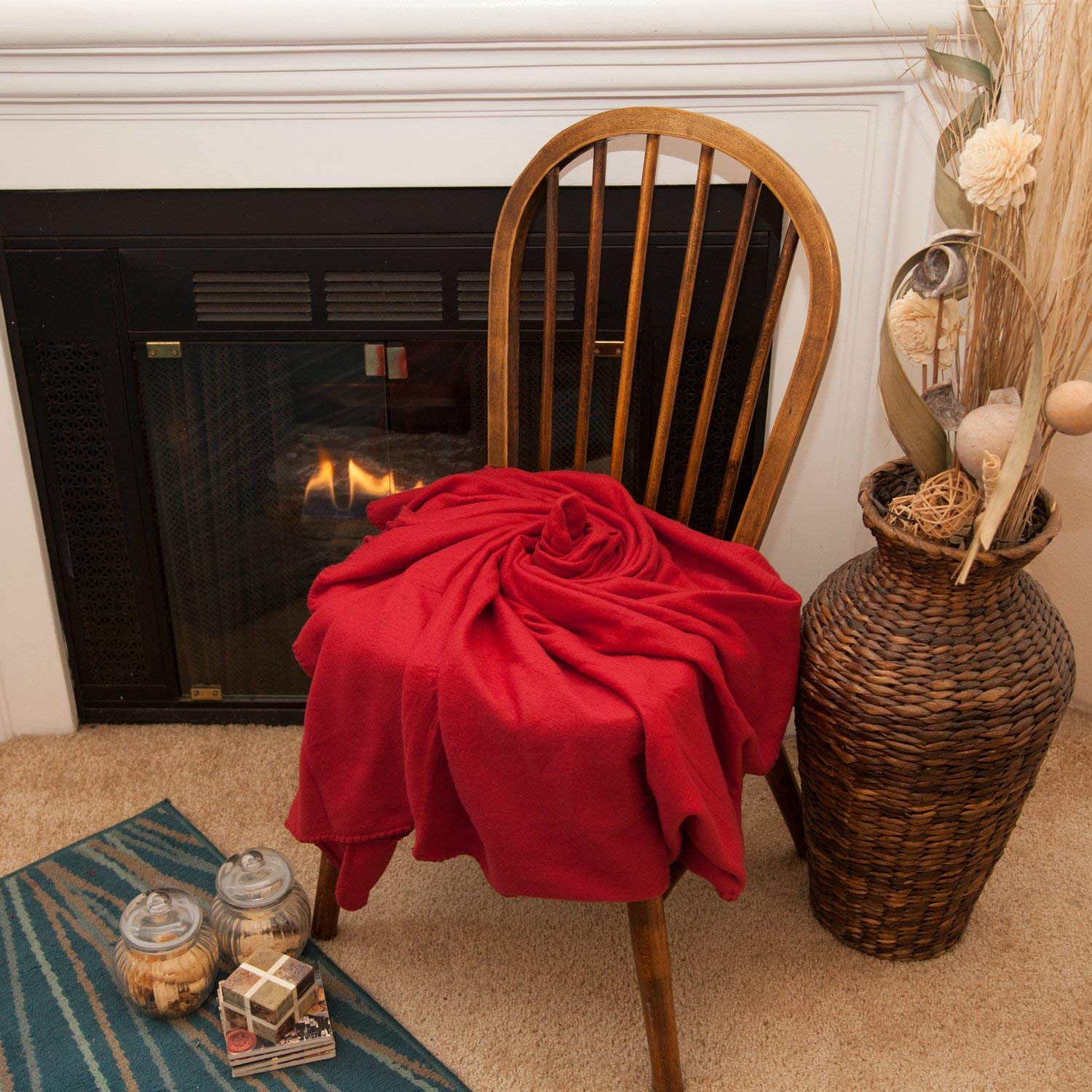 50x60 Throw Blankets, Ultra Soft Hypoallergenic Fleece Fall Throw Blanket for Livingroom, Couch, Chair, Bed, Red, Valentine's Day Throw