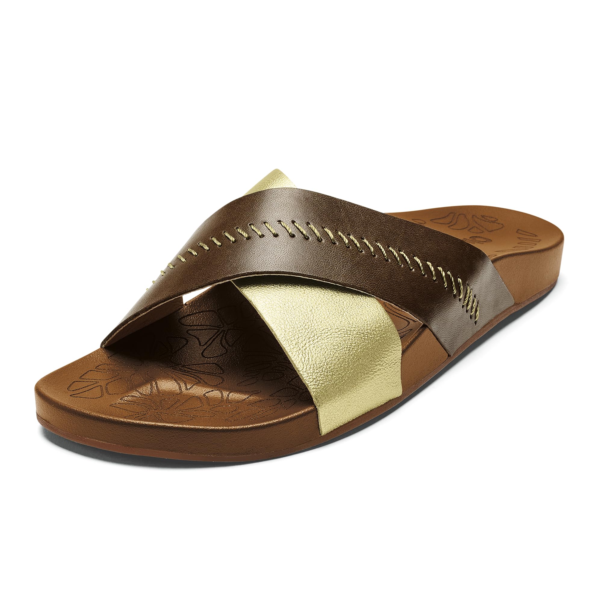 OluKai Kipe'a Olu Women's Slide Sandal, Premium Leather, Relaxed & Dressy Design For Any Occasion, All-Day Comfort & Fit