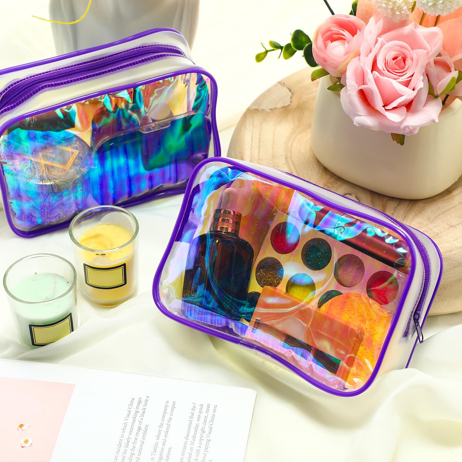 Weewooday 12 Pieces Clear Makeup Bags Cosmetic Storage Bags PVC Zipper Pouches Travel Waterproof Makeup Plastic Case for Women Organizing Toiletries Traveling Bathroom(Medium,Black)