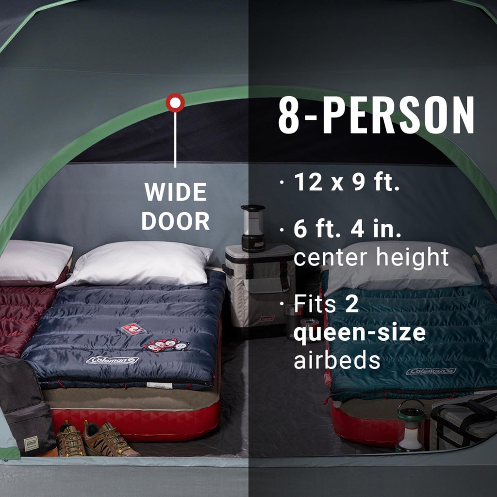 Coleman Skydome Camping Tent with 5 Minute Setup, 2/4/6/8 Person Weatherproof Tent with Rainfly & Carry Bag, 20% More Headroom Than Traditional Canopies