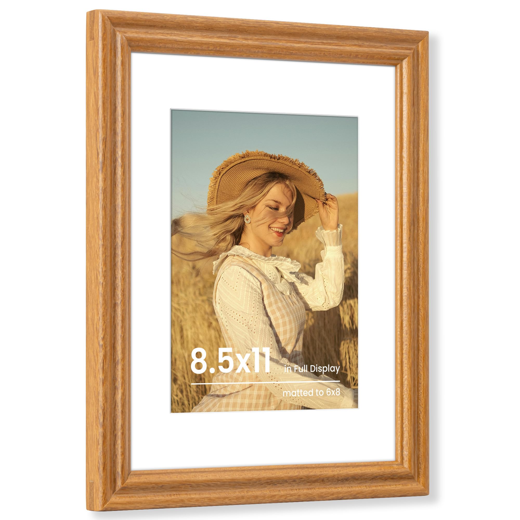 Fun Memories 5x7 Picture Frame with Mat for 4x6 Photo, Solid Elm Wood & Tempered Glass, Rustic Wall & Tabletop Display Frame, Grey, 1 Pack