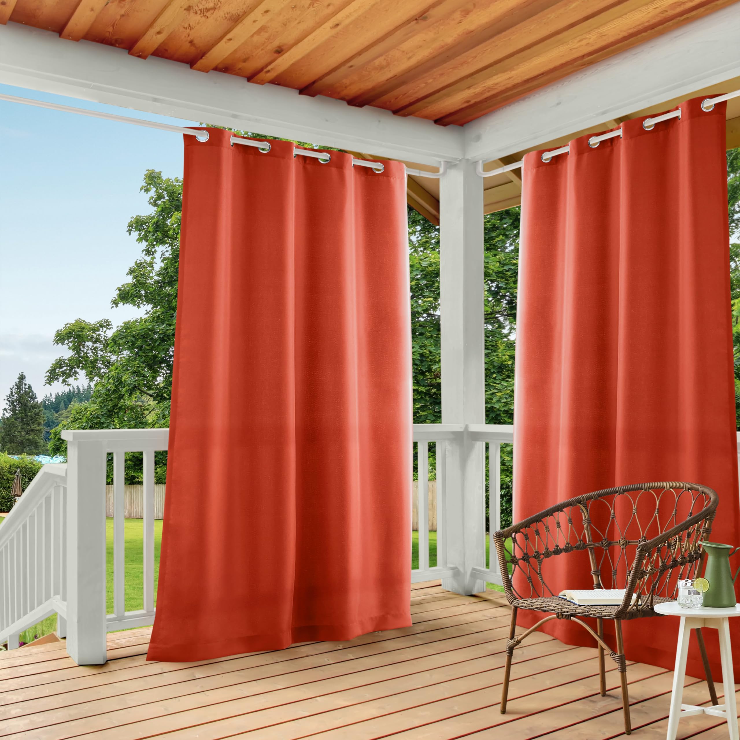 Town & Country Basics Cabana Solid Heavyweight Indoor Outdoor Curtains, Light Filtering Opacity with Grommet Top, Water Repellent, 2-Pack Set, 54"x96", Black