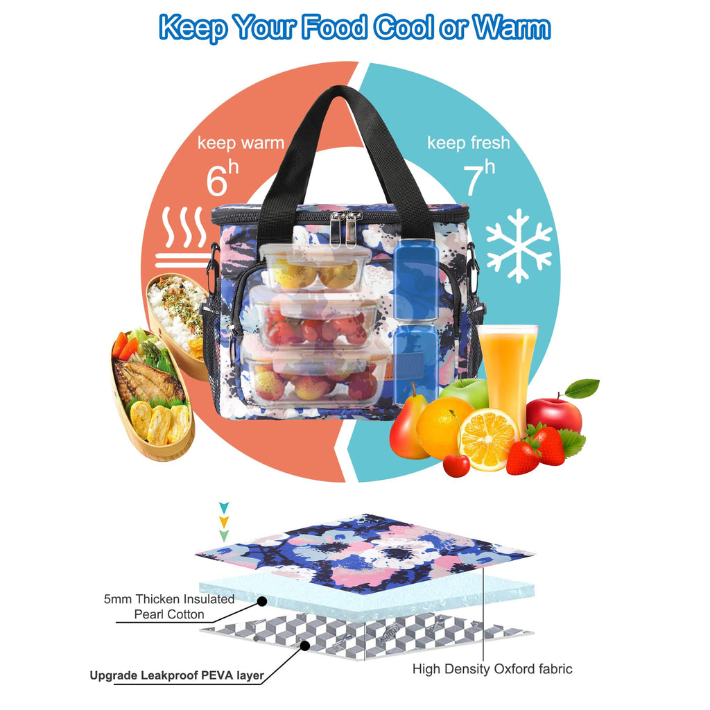 Femuar Lunch Bags for Women/Men, Insulated Lunch Bag for Work Office Picnic - Large Lunch Cooler Bag Leakproof Lunch Box with Adjustable Shoulder Strap for Adults - Grey (15L)