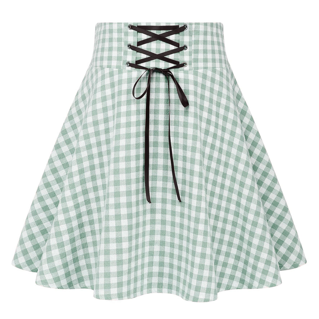 IDEALSANXUN Gothic Plaid Mini Skirts for Women Short High Waist Plaid Skirts