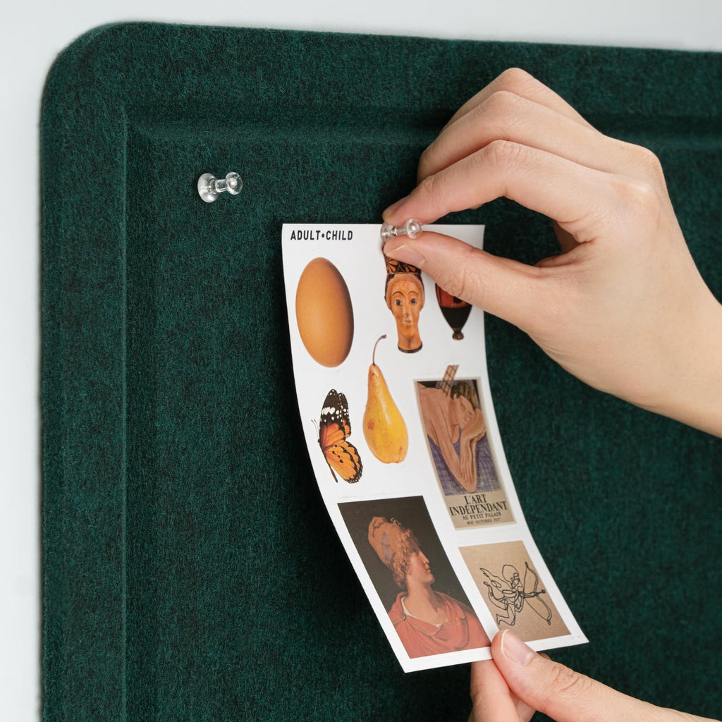 Lightomorrow Bulletin Board, 24 x 18 inches Decorative Felt Pin Board, Vision Board Cork Board Alternative for Wall, Foldable Photo Board Self-Adhesive Vision Board Mood Board with 20 Pushpins - Black