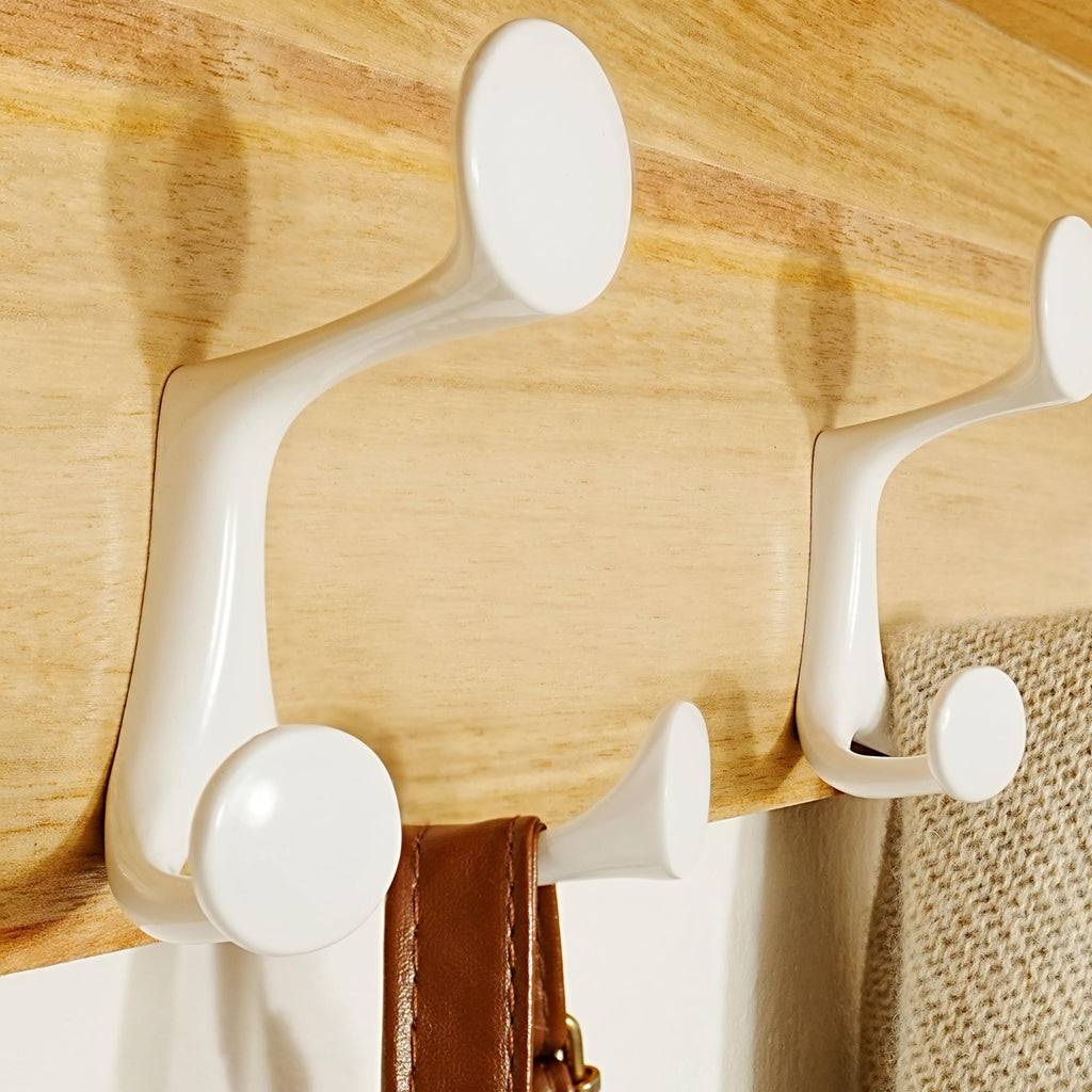 SKOLOO Wall Shelf with Hooks, 24-Inch Cherry Coat Rack Wall Mount with Shelf Organizer - Heavy Duty, 4 Tri Hooks - Perfect for Entryway, Hallway, Living Room, Bedroom, Mudroom