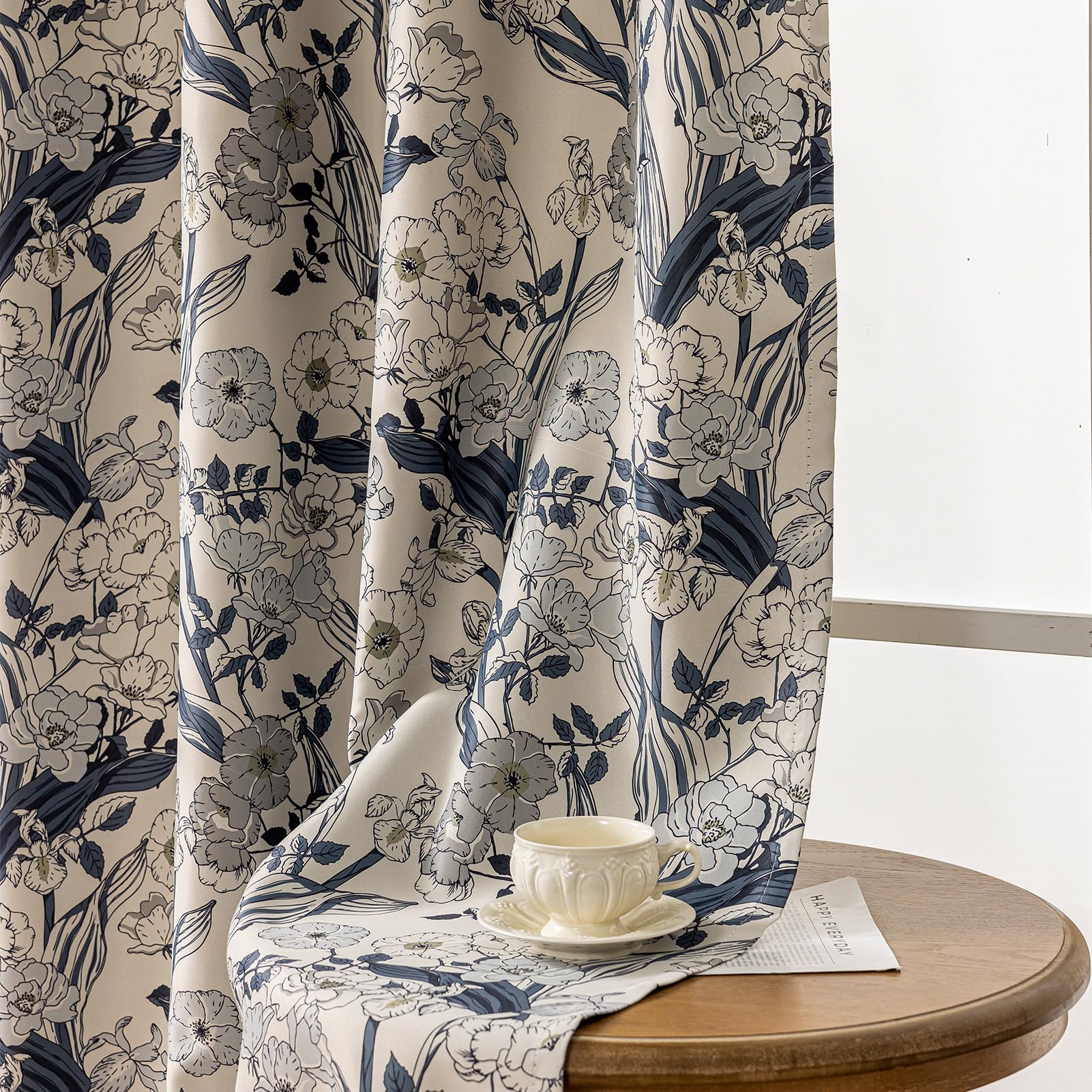 SUOUO Brown Floral Blackout Curtains for Bedroom Patterned Leaf 84 inches Long Room Darkening Window Drapes for Living Room 2 Panels