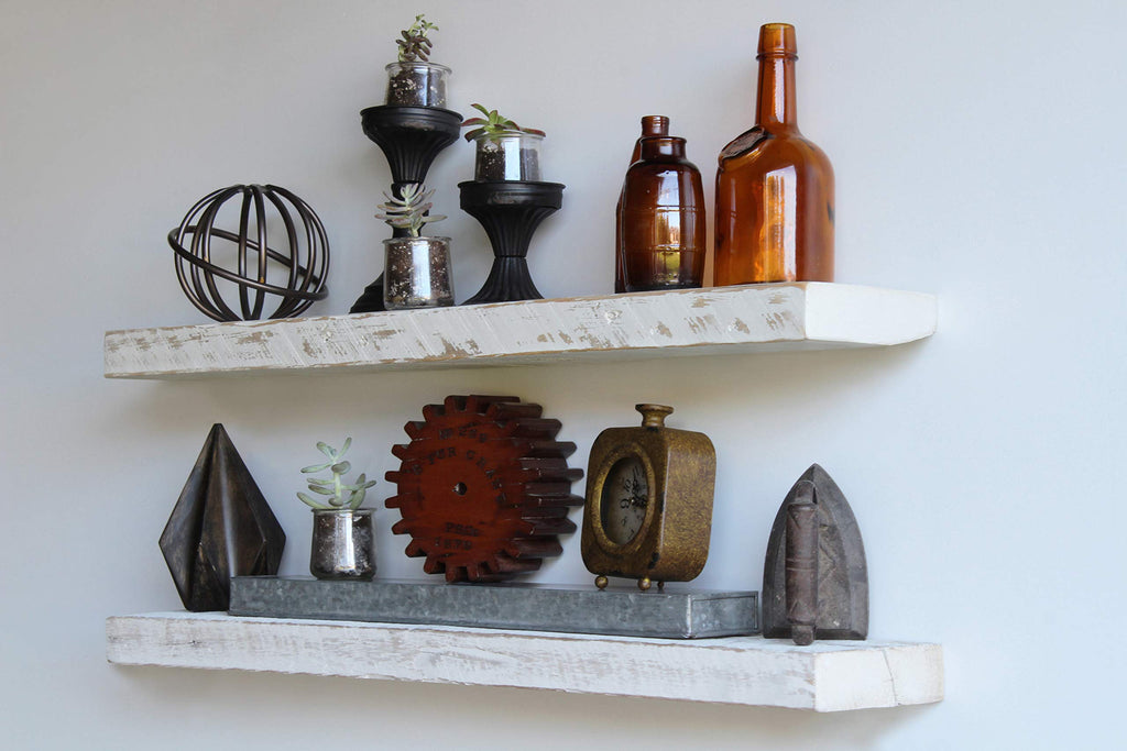 Urban Legacy Reclaimed Barnwood Planks | Floating Shelves for Wall w/Flush Mount Shelf Bracket Set Included | Set of 2 (Coffee Bean, 18"x 4.5"x 2")