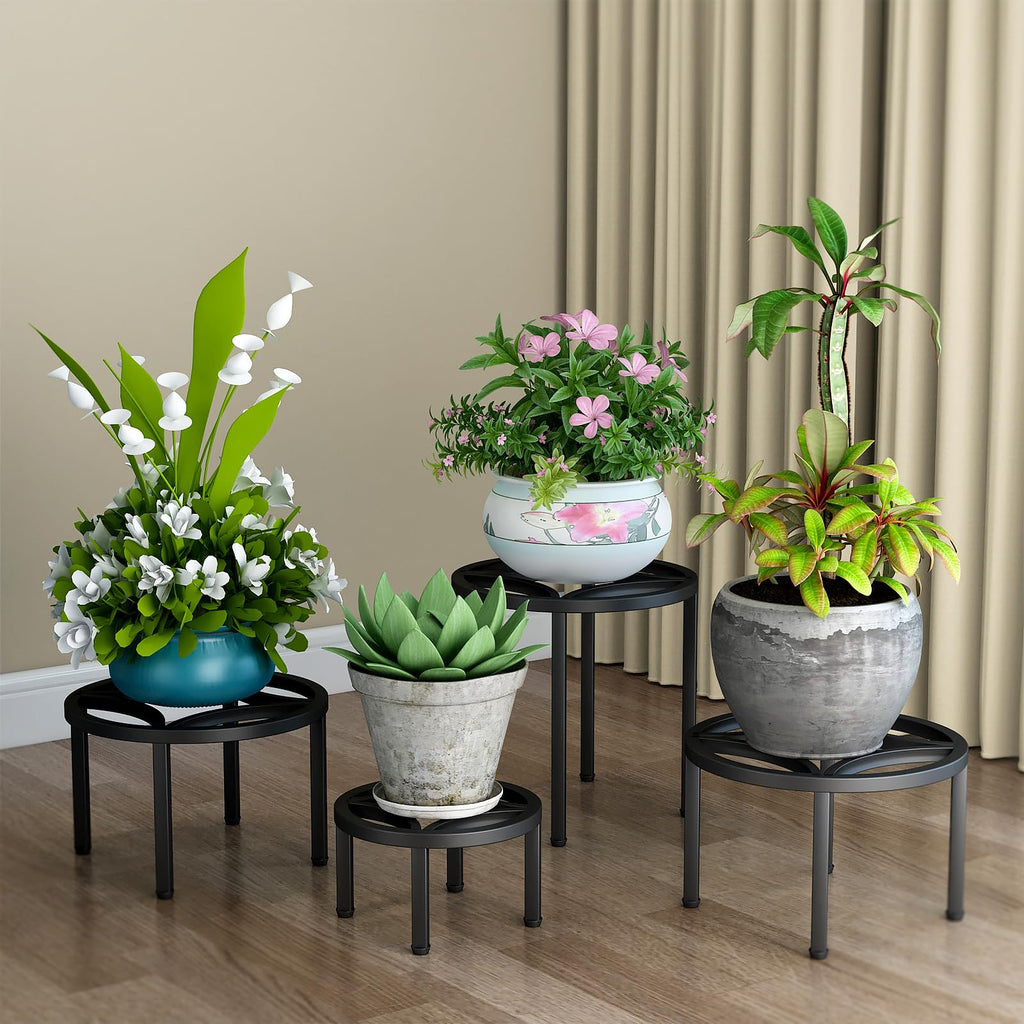 Zhongma 2 Pack 11.8" Fully Assembled Sturdy Potted Plant Stand Flower Pot Holder Heavy Duty Construction, Low Plant Stand for Home Indoor and Outdoor, Sturdy plant riser and saucer without Installation Required