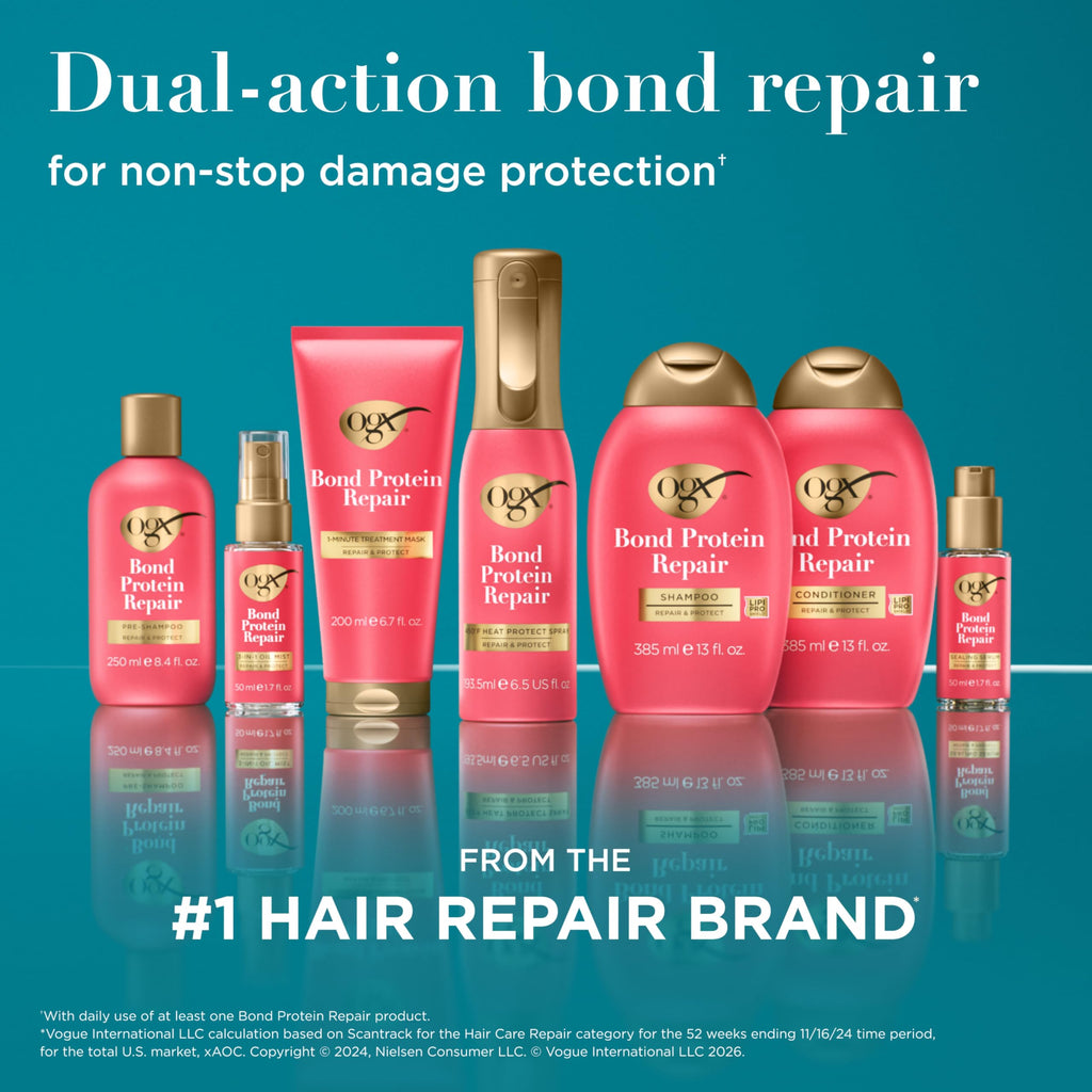 OGX Repair & Protect Bond Protein Repair Conditioner, Lightweight Conditioner Targets Damaged Areas of Hair, Formulated without Parabens, Sulfate-Free Surfactants, 13 fl. oz