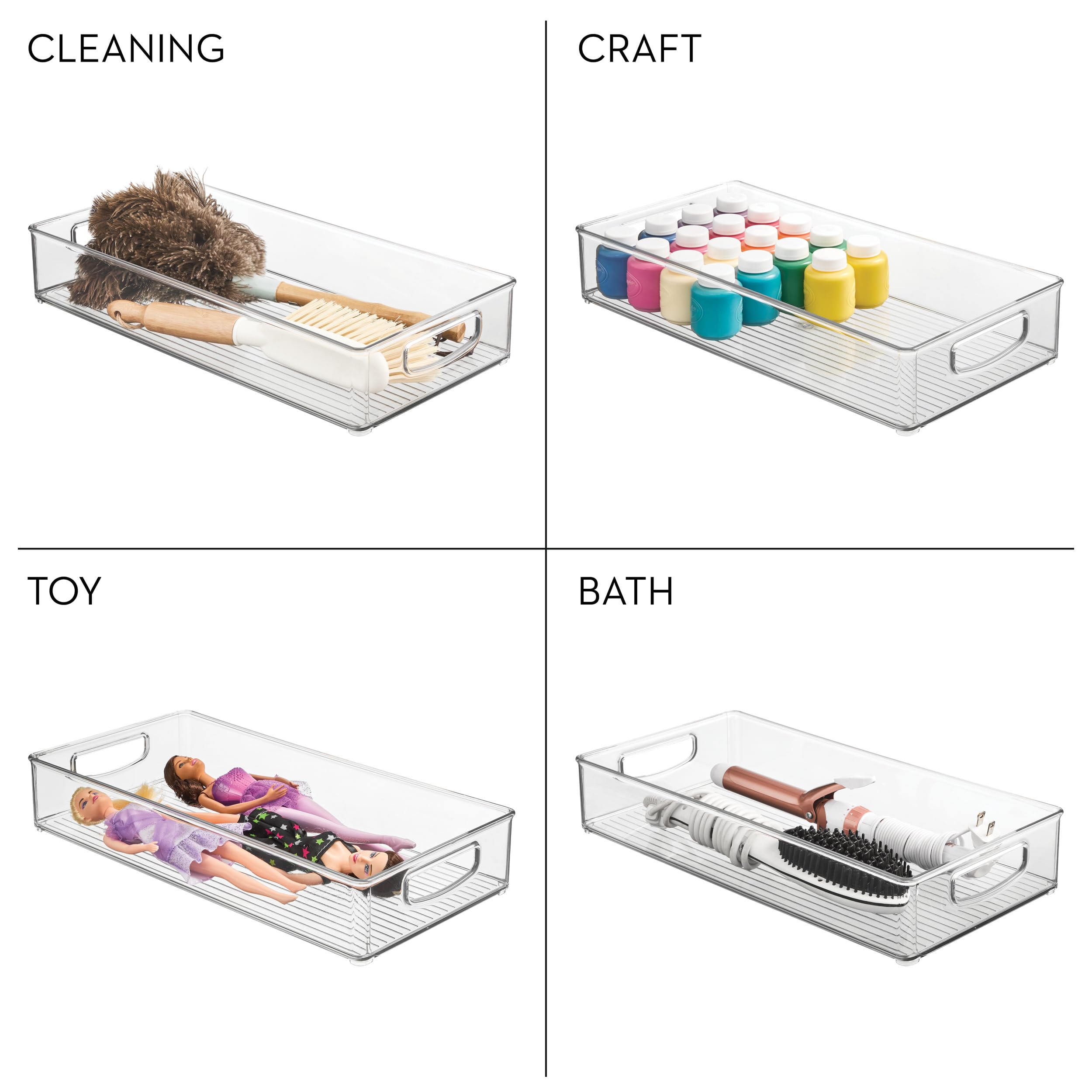 iDesign Slim Extra Long Clear Storage Bin | Narrow, Stackable, Kitchen or Pantry Organizer
