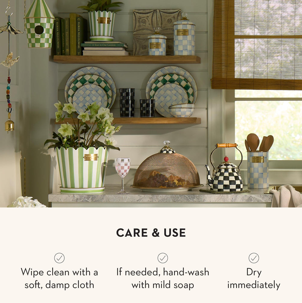 MACKENZIE-CHILDS Enamel Utensil Holder, Stylish Kitchen Countertop Organizer, Wild Rose Brown