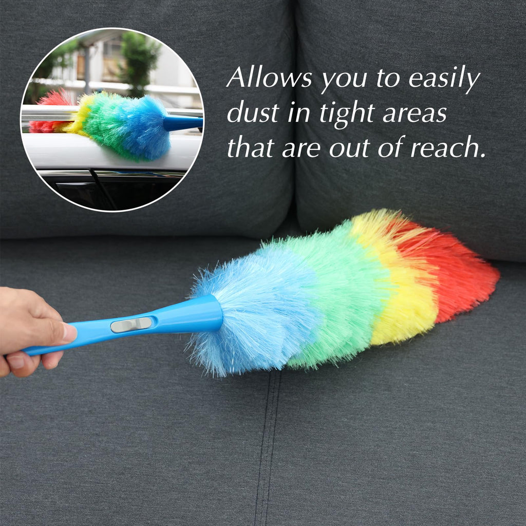 Ceiling Fan Cleaner Duster Reusable Microfiber Removable Duster with Extension Pole Adjusts 12 to 71 Inch for Cleaning Walls Bookshelves Furniture Door Window Top (Blue)