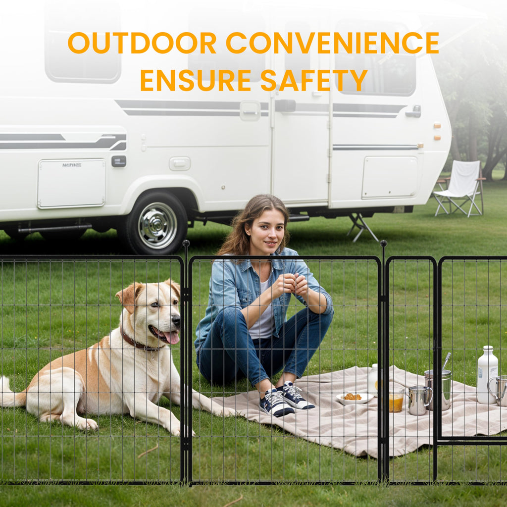 Dog Playpen 24 Inch 8 Panels, Ideal Dog Fence for Puppy/Small Dogs Indoor & Outdoor Bliss, Perfect Dog Pen for Camping, Yard, RV, Garden Fence, Black