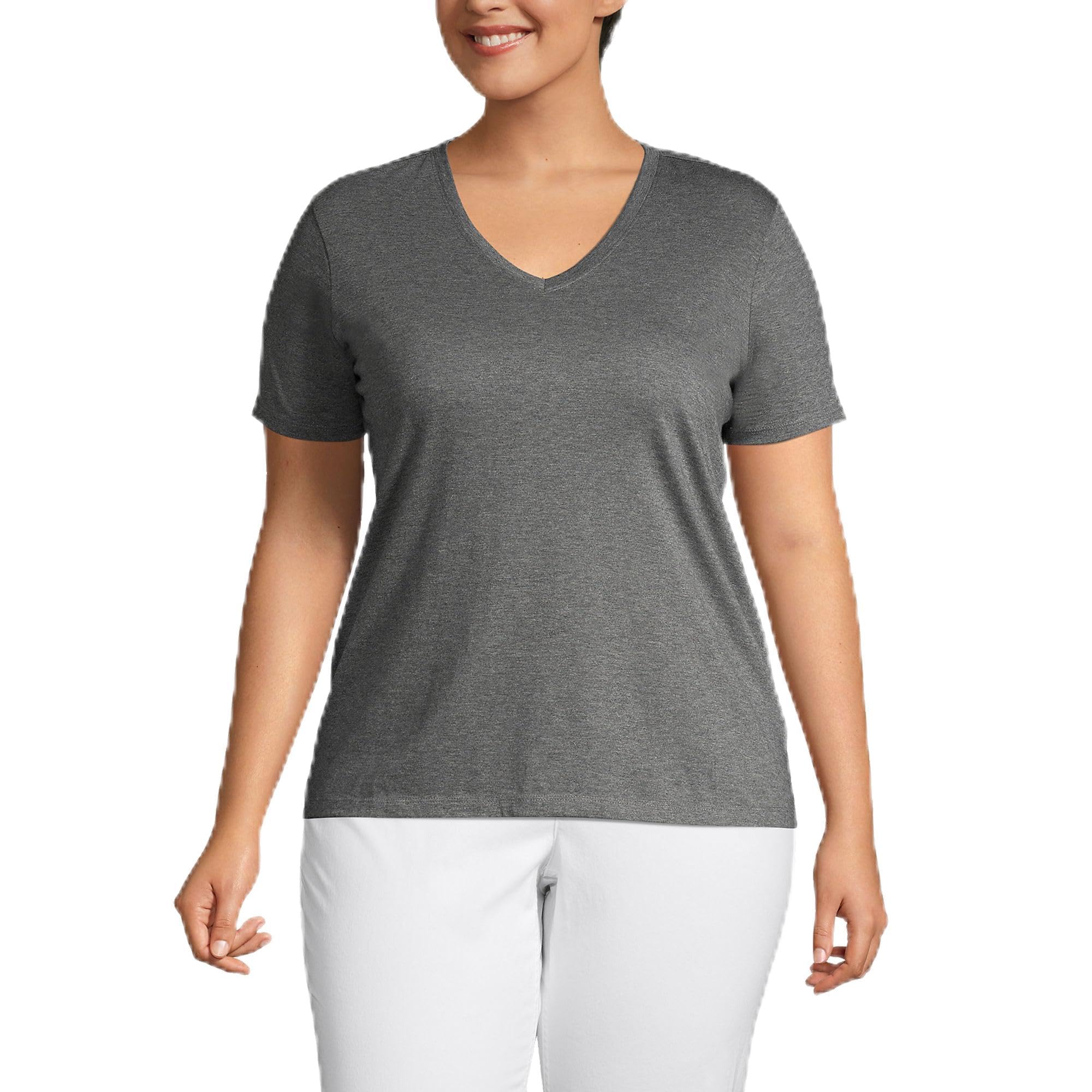 Lands' End Women's Relaxed American-Grown Supima Cotton V-Neck T-Shirt