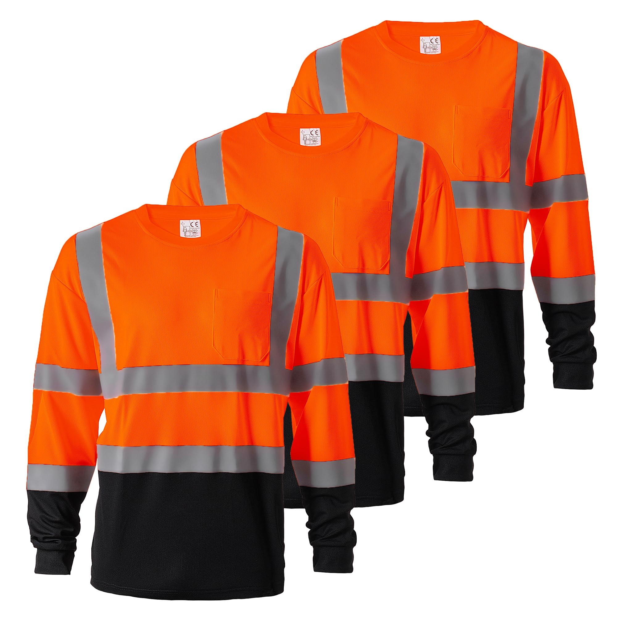 ProtectX High Visibility Long Sleeve Shirts Reflective Hi Vis Safety Shirt for Men Women Class 2-3 Construction Shirt 1 Pack