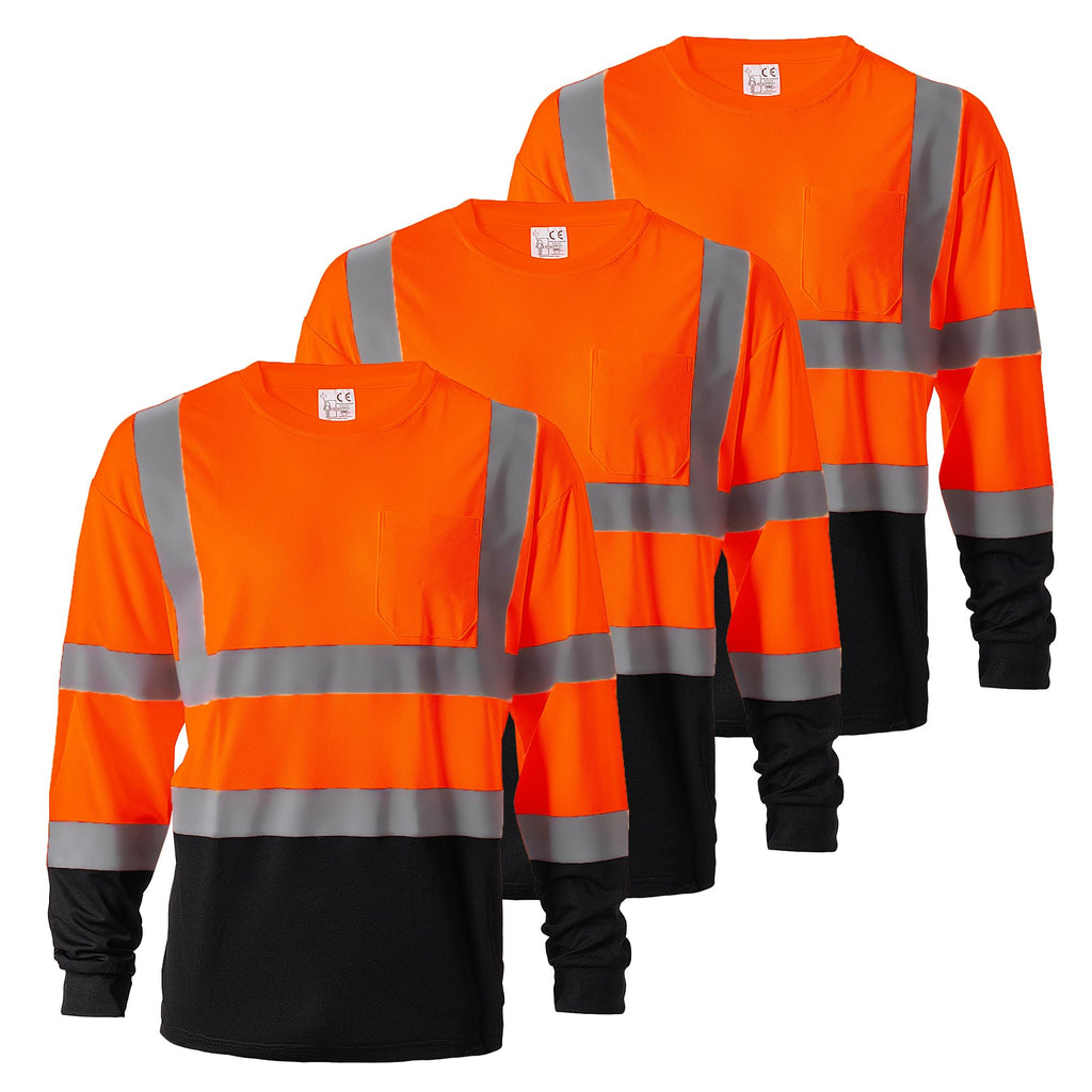 ProtectX High Visibility Long Sleeve Shirts Reflective Hi Vis Safety Shirt for Men Women Class 2-3 Construction Shirt 1 Pack